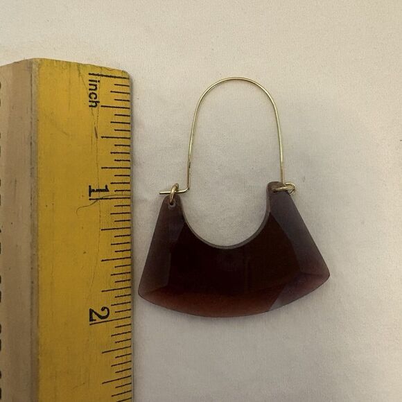 Anthropologie Purple Amber Bezel Cut Crystal Gold Wire Shiny Drop Earrings 2”x2” - Picture 9 of 10